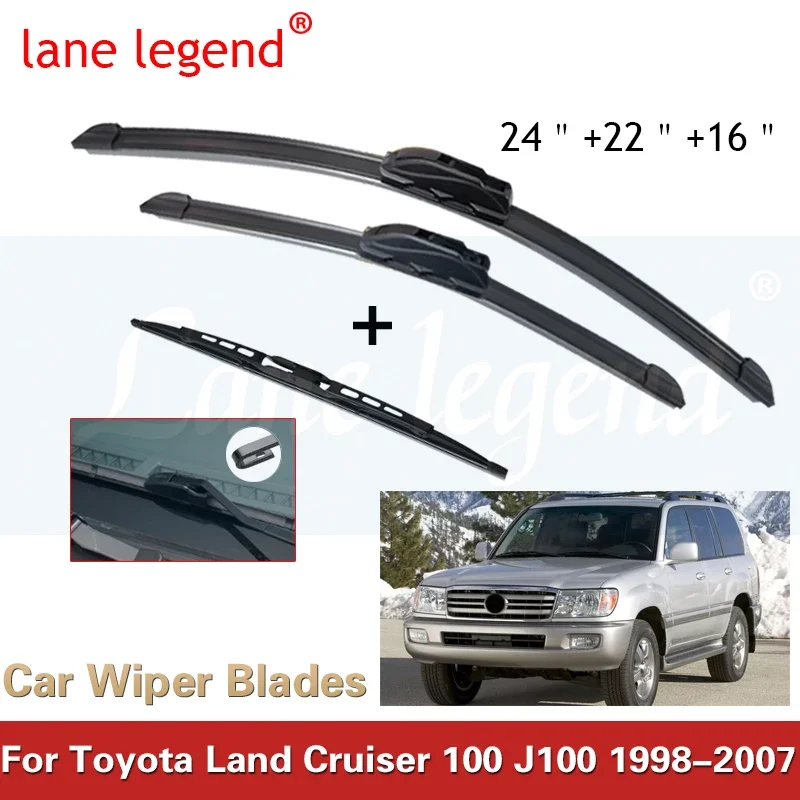 

Car Wiper Front & Rear Wiper Blades Set For Toyota Land Cruiser 100 J100 1998 - 2007 Windshield Windscreen Window 24"22"16"