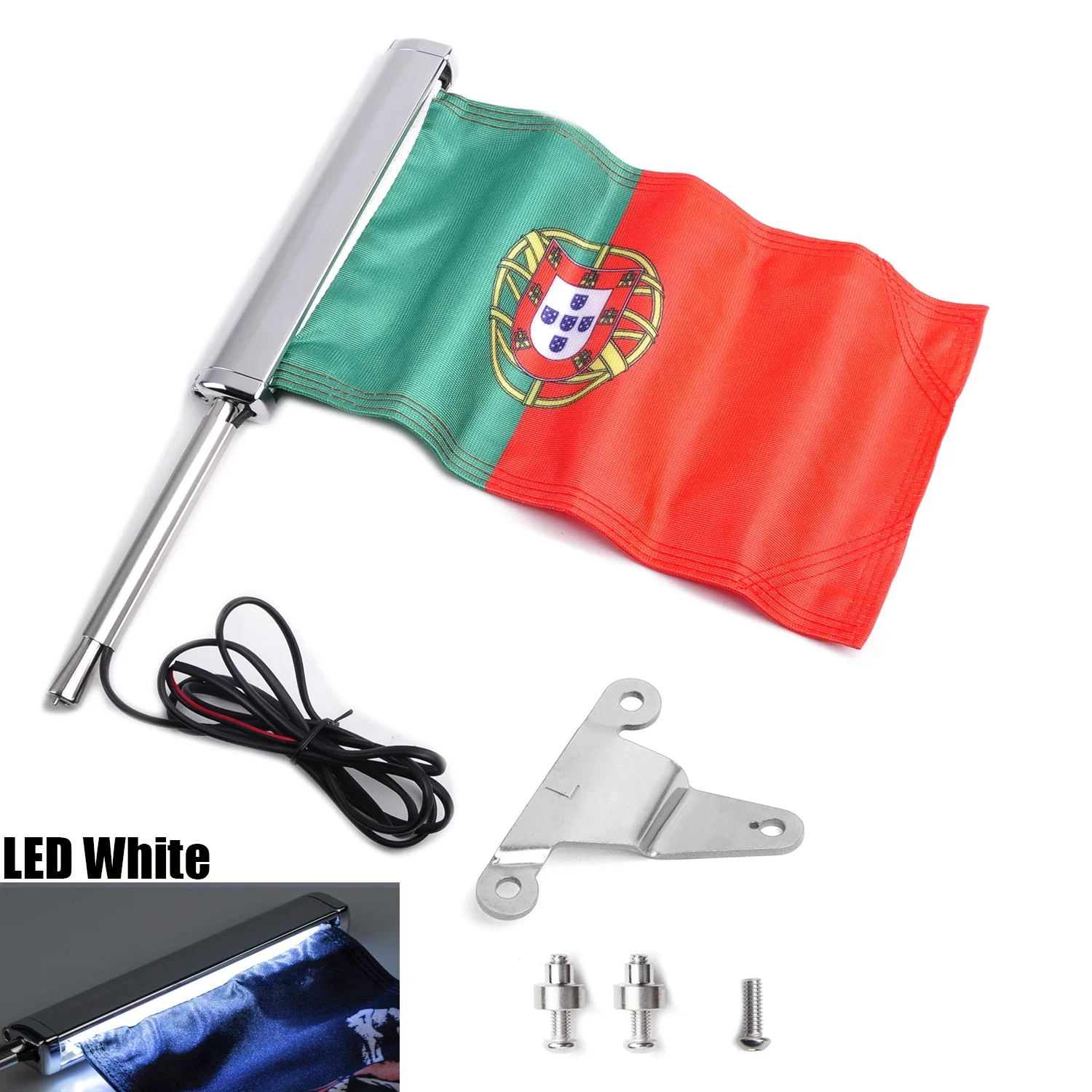 PANICAL For Honda Gold wing GL1800 Motorcycle Popular LED Flag Pole With Portugal Flag  Passenger Tour Flag Group Flagpole Group