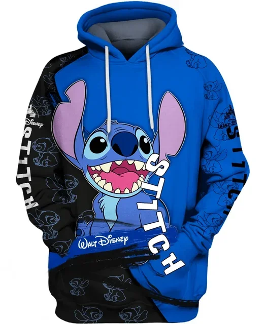 2024 New Disney outerwears Street Minimalist Style Fashion 3D Pullover casual hoodies fall clothes sweatshirt Stitch y2k clothes