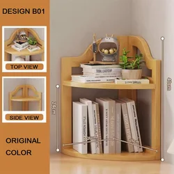 Office small corner storage racks bamboo wood standing magazine files shelf study bookshelf for bedroom living room