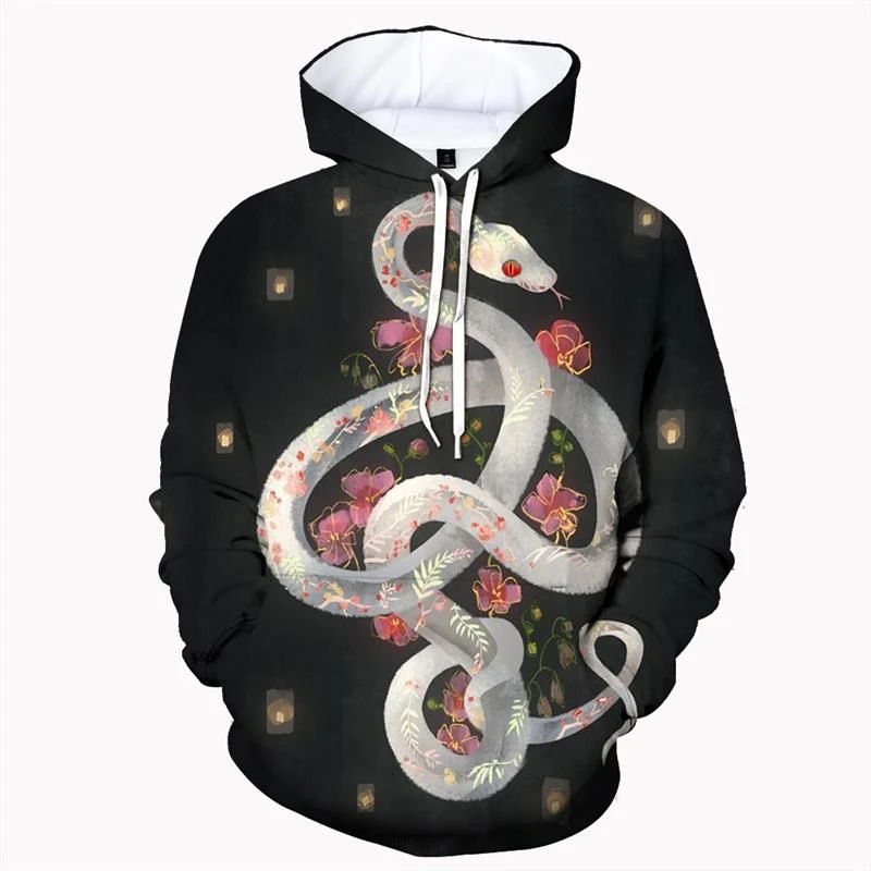 New 3d Print Animal Snake Hoodie For Men Women Personality Fashion Casual Street Tops Long Sleeve Pullover Oversized Sweatshirt