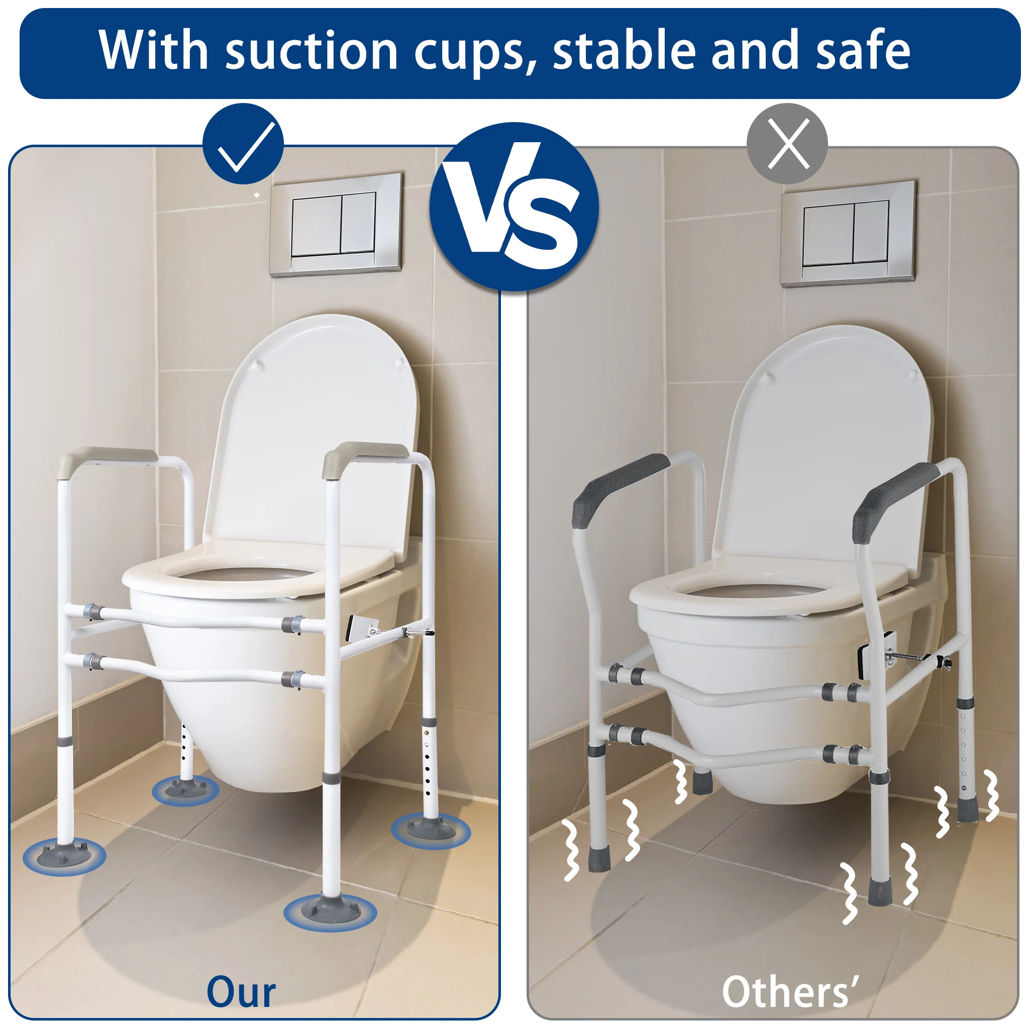Soporte para Inodoro sin Taladro con Asideros y Altura Regulable