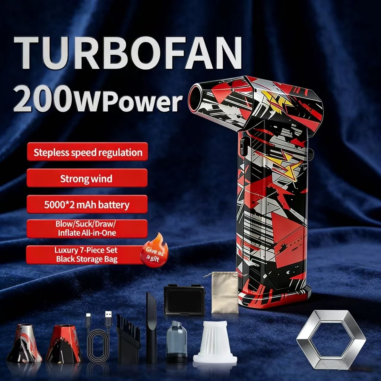 

X9 High-Speed Air Blower, 650000 RPM Turbo Jet Vacuum, Wireless Portable Compressed Air Dust Remover