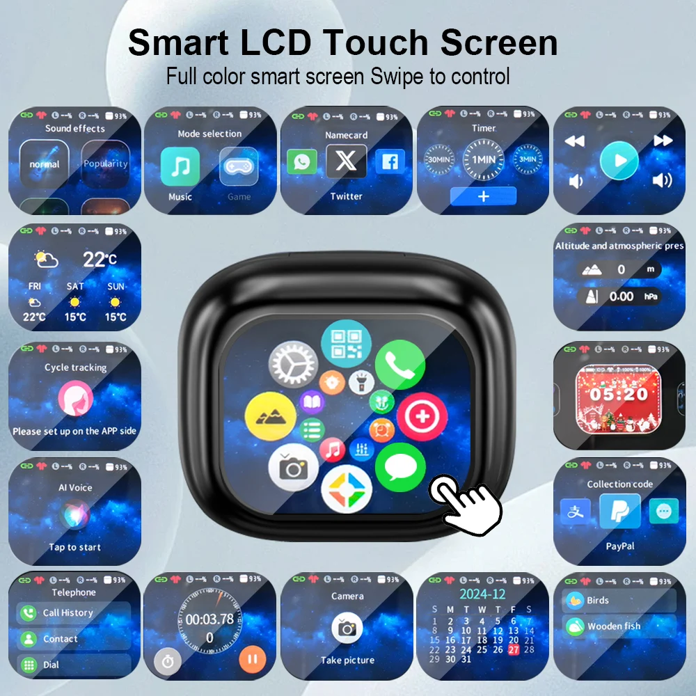 GREATWALL Smart LCD Touch Screen TWS Earbuds 2