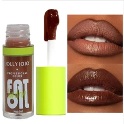 Nude Brown Plumping Lip Gloss Long-lasting Moisturizing Non-stick Cup Water-light Jelly Lip Oil Women Lips Care Makeup Cosmetics