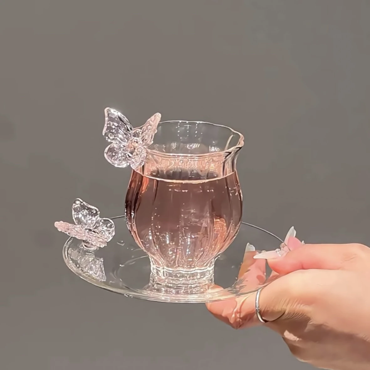 

Fairy Glass Tea Cup Single Cup for Home Use High End Drinking And Appreciating Tea Utensils Personal round ape Cup