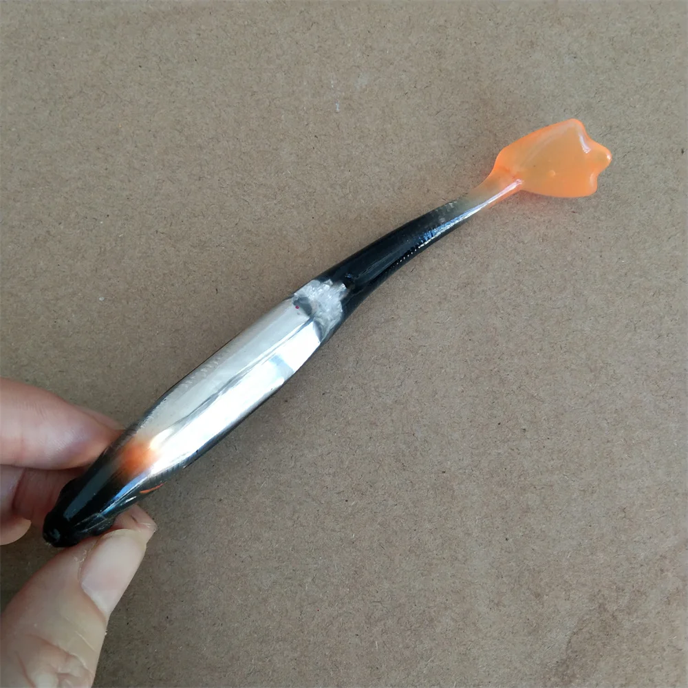 Swolfy 4 Stück 12 cm 9,9 g weicher Köder, Swimbait, Paddelschwanz, weicher Kunststoffköder, Shad-Köder, Regenbogenfarben, Pailletten-Swimbait, weicher Wurm