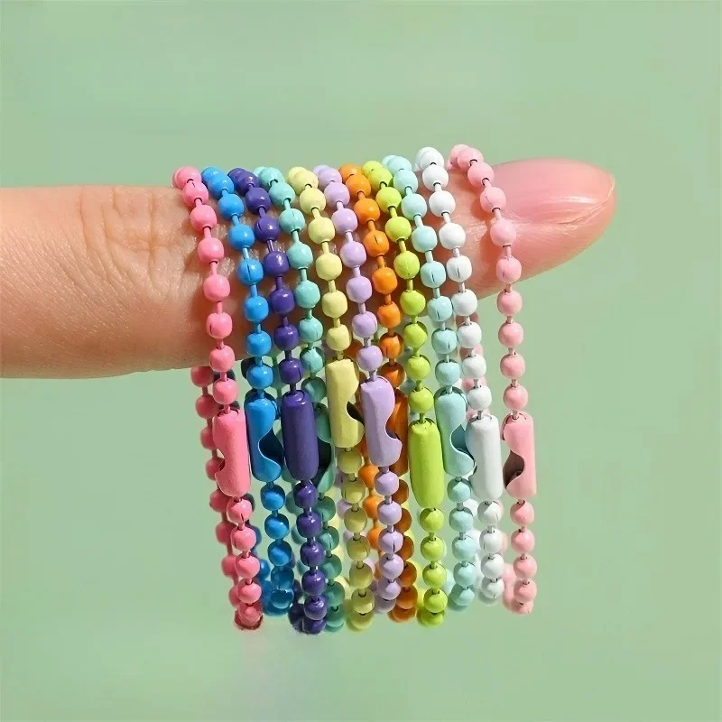 10/500Pcs DIY Colorful Ball Bead Chains Handmade Jewelry Supplies Keychain Connector Label Tag Parts for Bracelets Dolls Craft image 6