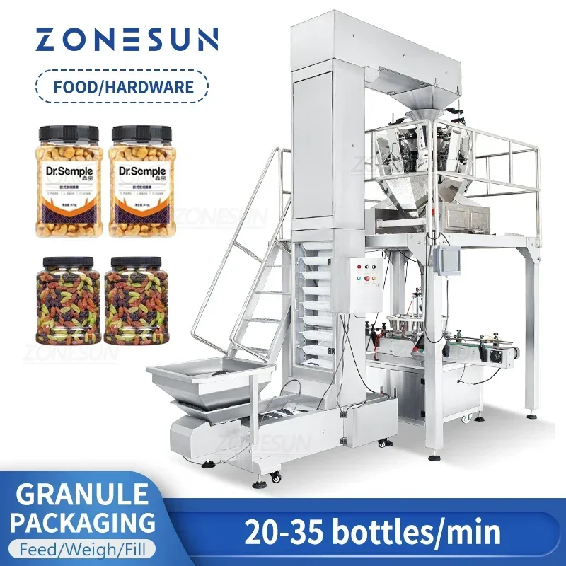 ZONESUN ZS-QGF10 Automatic Granule Filling Machine Grain Sesame Seed Candy Feeding Weighing Measurement Packing Production