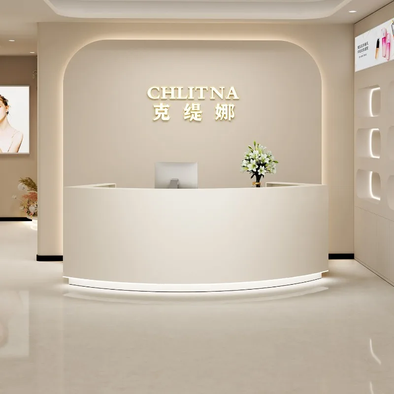 Diepe opslag Receptie Receptiebalie Moderne U-vorm Gebogen Receptie Schoonheidssalon Mostrador Recepcion Kantoormeubilair