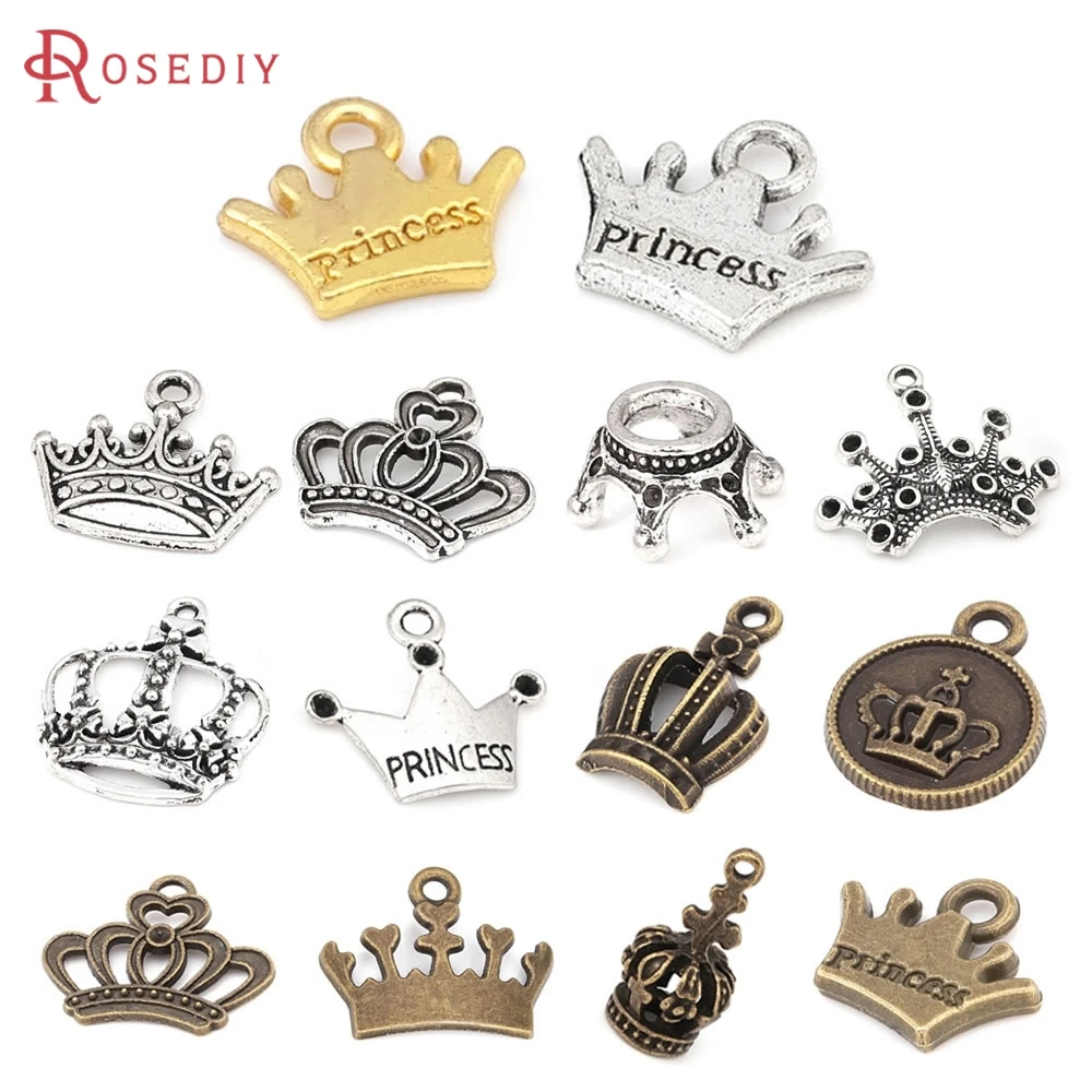 Antique Bronze Antique Silver Zinc Alloy Crown Charms Pendants Diy Jewelry Making Necklace Earrings Accessories