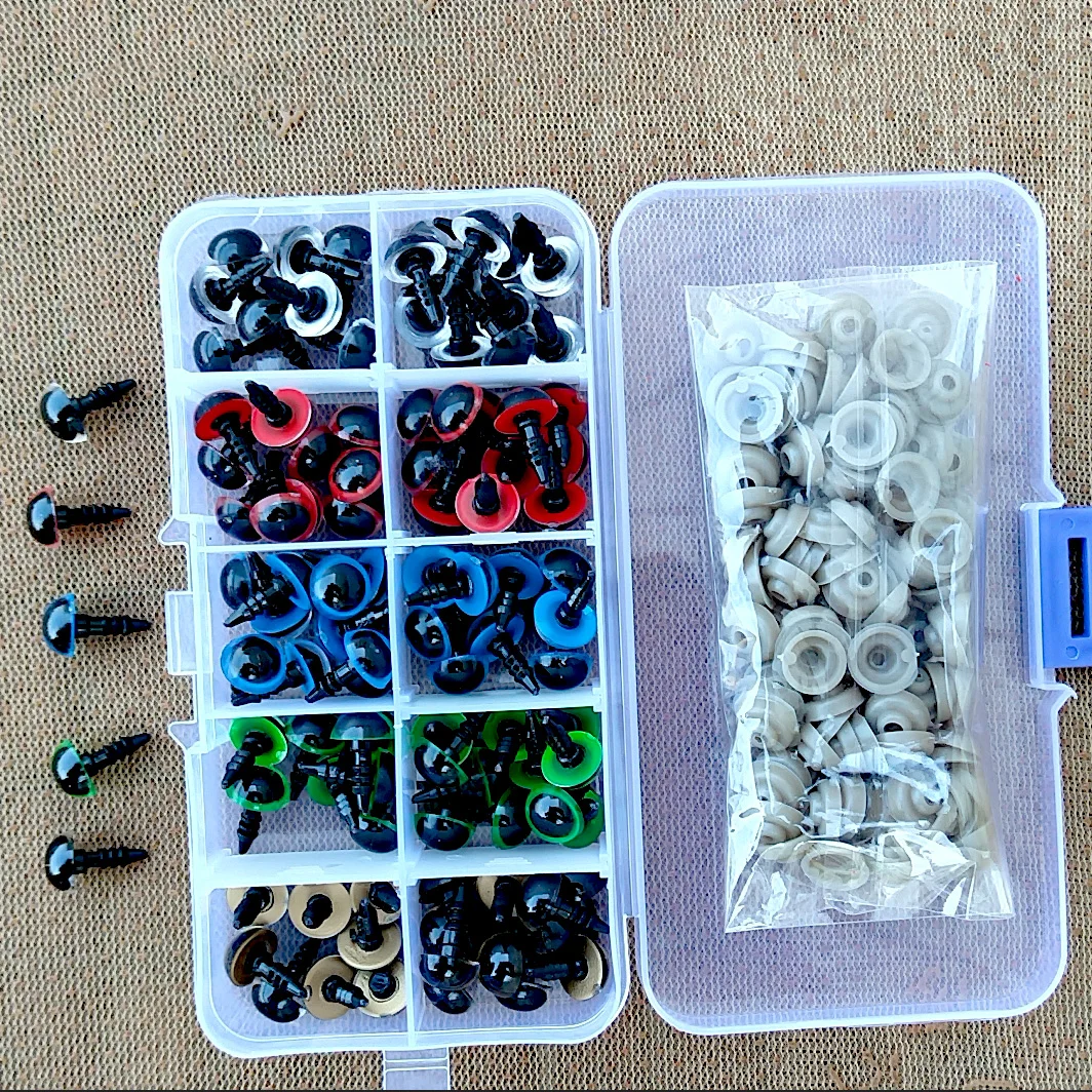 100 stücke 5 Farben Kunststoff Puppe Sicherheit Augen Für Spielzeug Amigurumi Tier Teddybär Katze Augen Gefüllt Für Puppen Handwerk Zubehör box – Detail 5