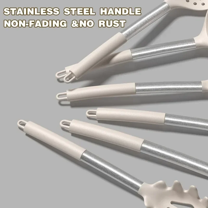 مجموعة أدوات الطبخ المطبخ المصنوعة من السيليكون من Umite Chef، مجموعة ملعقة مكونة من 43 قطعة بمقبض من الفولاذ المقاوم للصدأ، مقاومة للحرارة غير لاصقة - #4