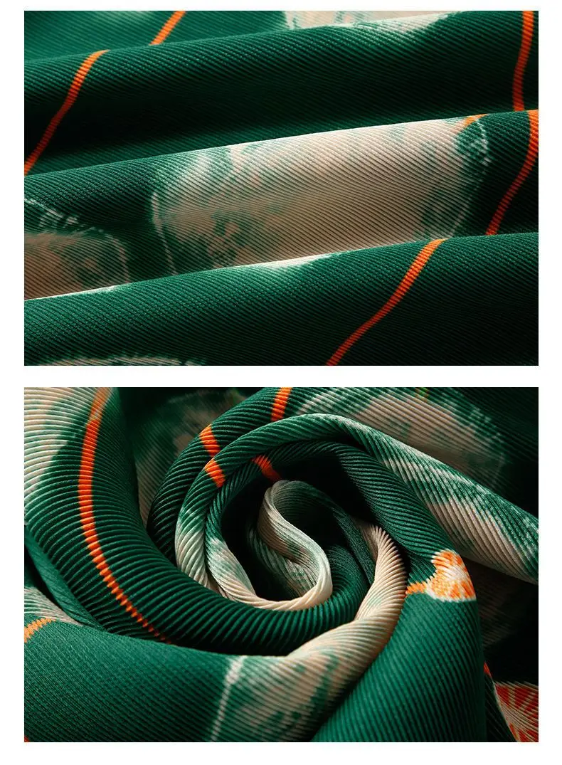 Large size women's pleated dress 2025 summer new fashion printing loose and thin medium and long A-shaped skirt