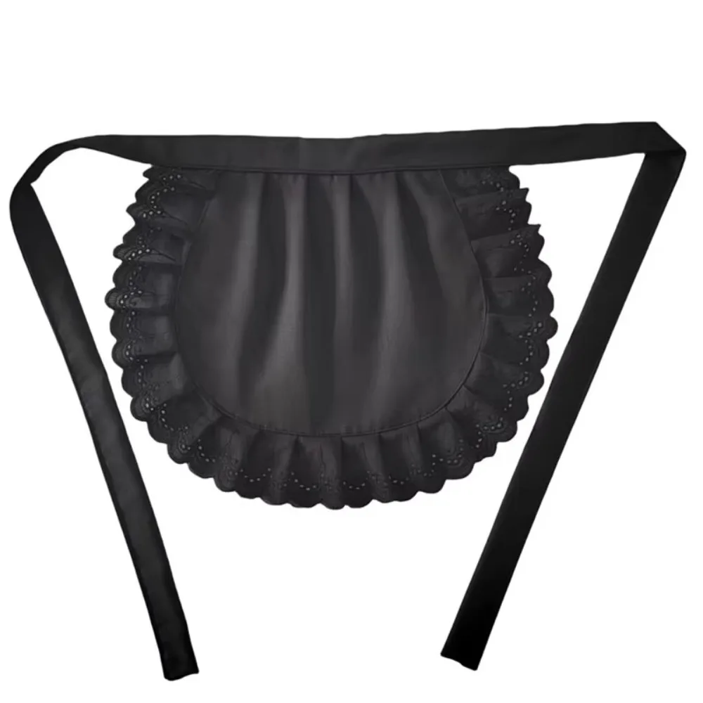 New Lolita Maid Apron Sexy Lace Black White Half Waist Apron Cooking Kitchen Apron Home Work