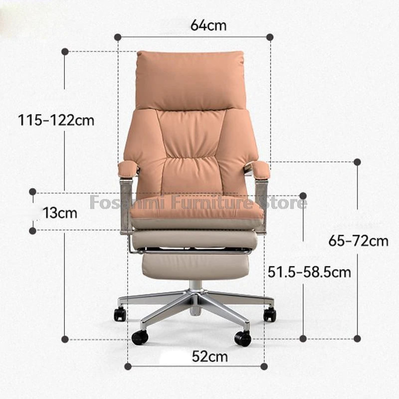 เก้าอี้สํานักงานตามหลักสรีรศาสตร์ปรับมุมพนักพิงและความสูงปรับเก้าอี้คอมพิวเตอร์หนังนุ่มเก้าอี้เล่นเกมพร้อมที่วางเท้า