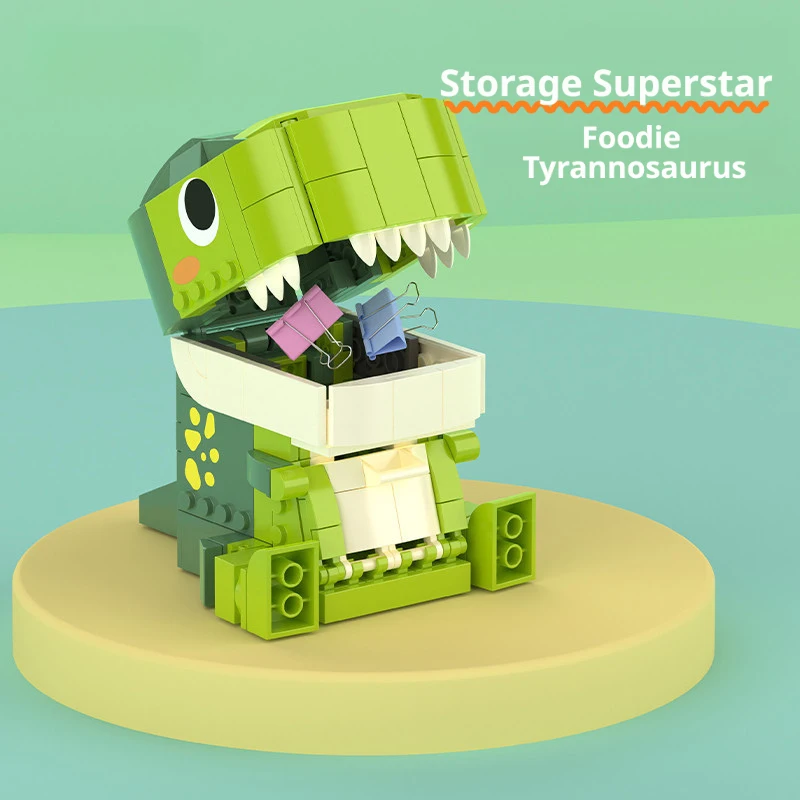 

T-Rex Building Blocks Storage Box DIY Assembly Educational Toy Kids Room Decoration Birthday Gift