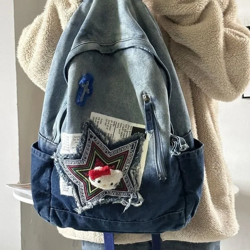 

Рюкзак нейлоновый ковбойский мультфильм милый милый школьный рюкзак кампус студенческие сумки для женщин большая вместительная вышивка