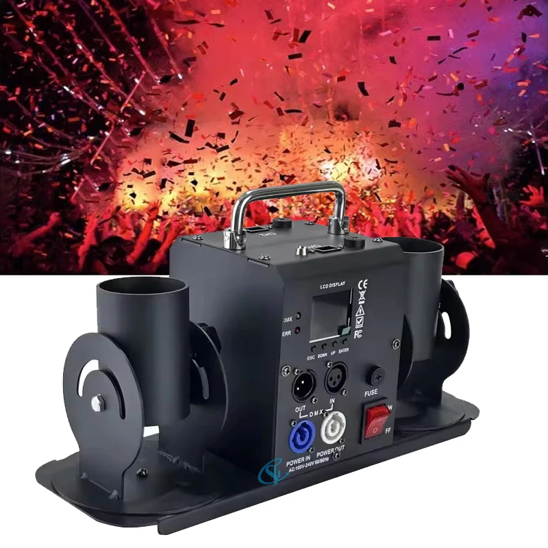 

Confetti Cannon Machine DMX Remote Control 2 Holes Double-Shot Electronic Cannon Launcher Bar Wedding Party Props