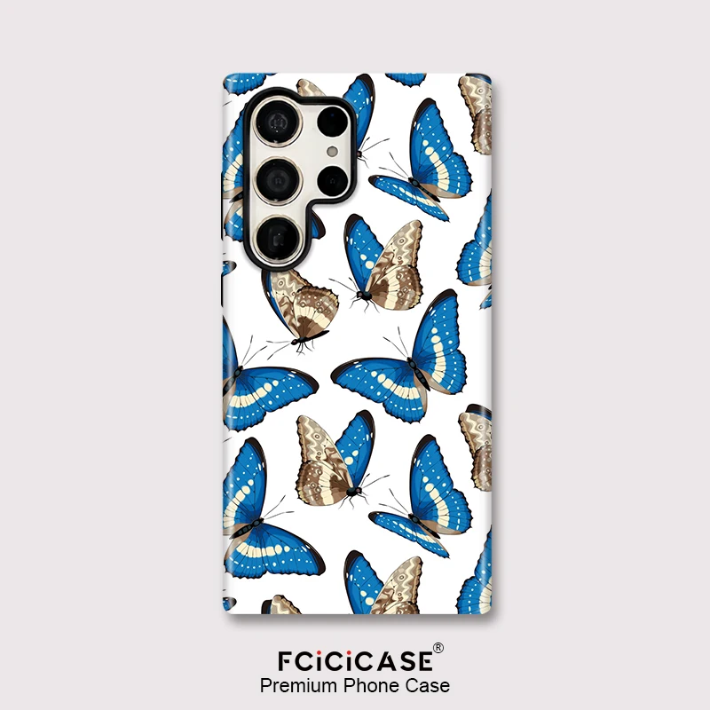 Fcicicase Double-layer Phone Case For Samsung Galaxy S25 Ultra S26 Edge S24 Plus S23+ A56 S20 FE A16 A26 A36 Butterfly Cover