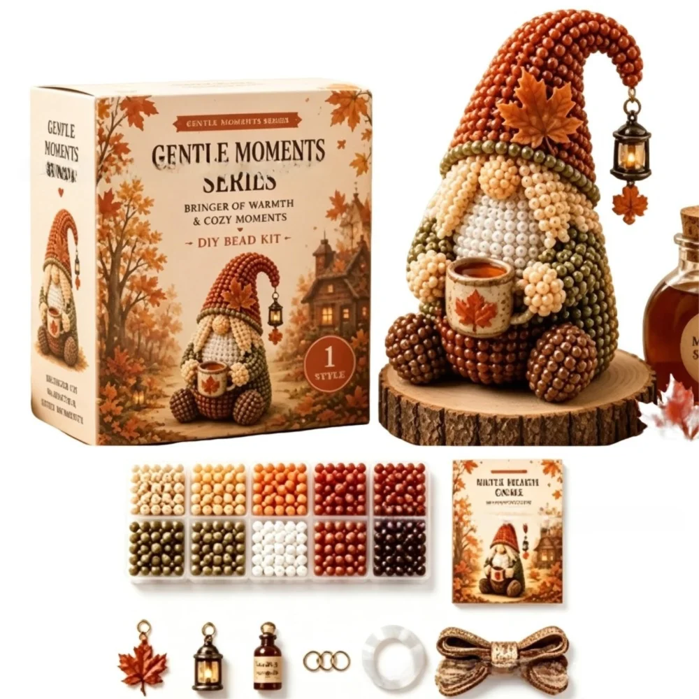 Handmade Cozy Gnome 3D Beaded Kit Collection Craft Material Package Bead Weaving Kit with Colorful Beads DIY Bead Craft Kit