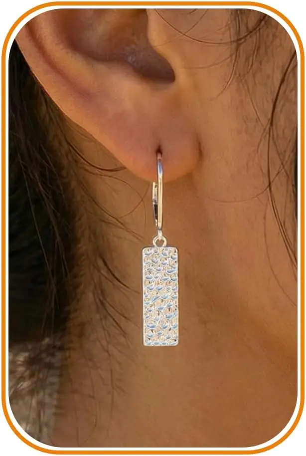 

Minimalist Hammered Drop Earrings for Women - Lightweight Gold Plated Dangle with Leverback Closure