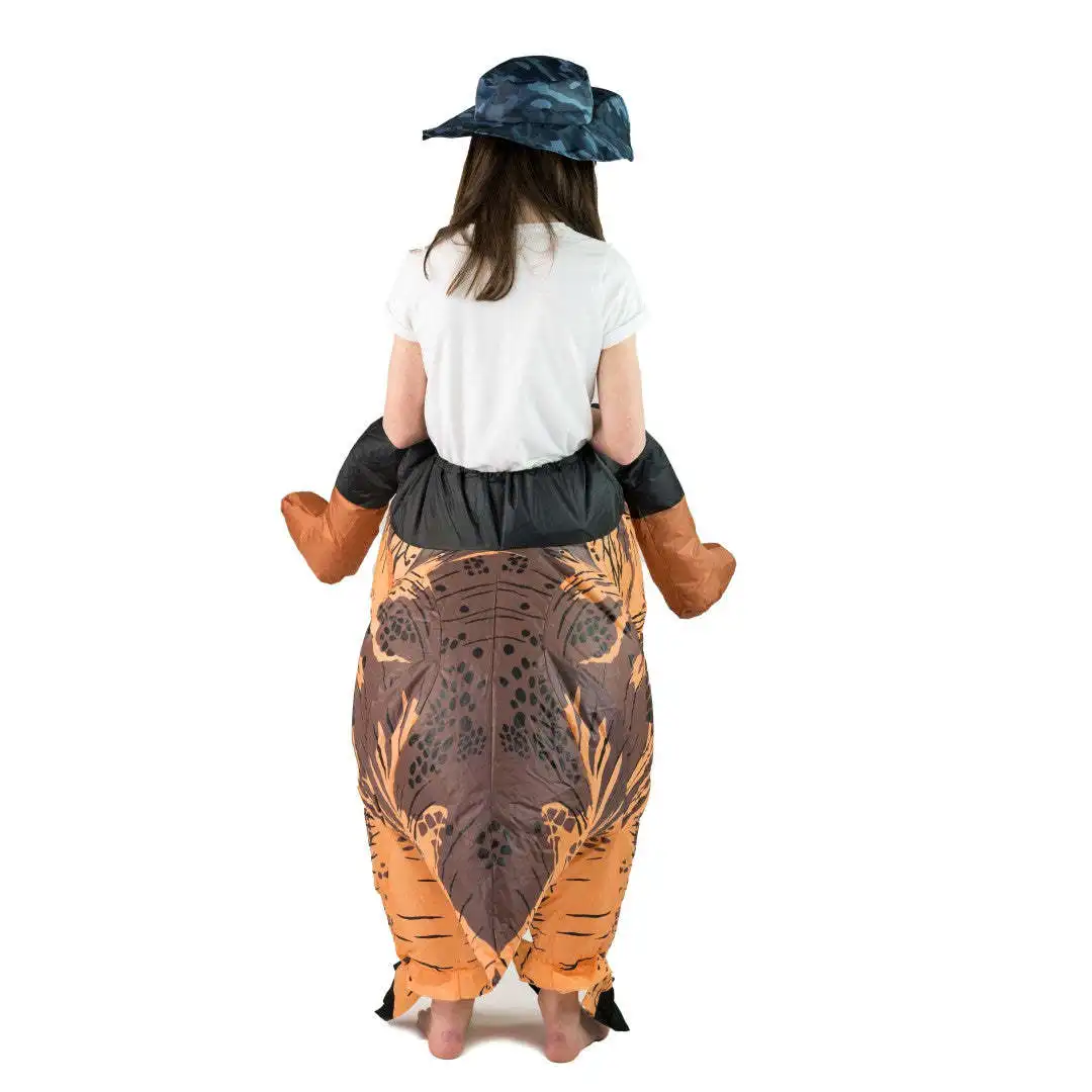 Adulto divertido montar dinosaurio marrón período Jurásico t-rex Cosplay vestido de lujo Halloween carnaval Fiesta Temática disfraz inflable
