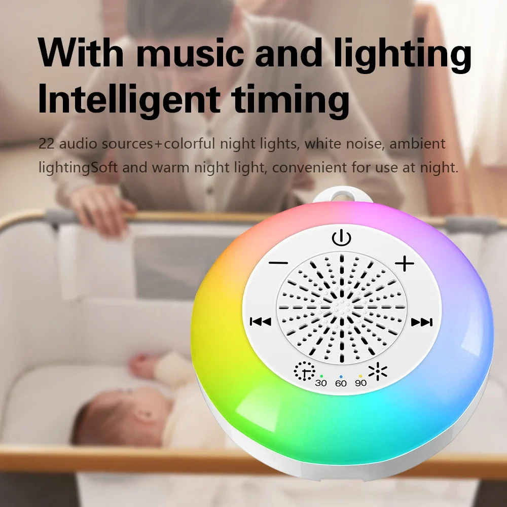 Baby Sleep White Noise Machine USB Rechargeable Timed Shutdown Sleep Machine Baby Sound Player Night Light Timer Noise Player