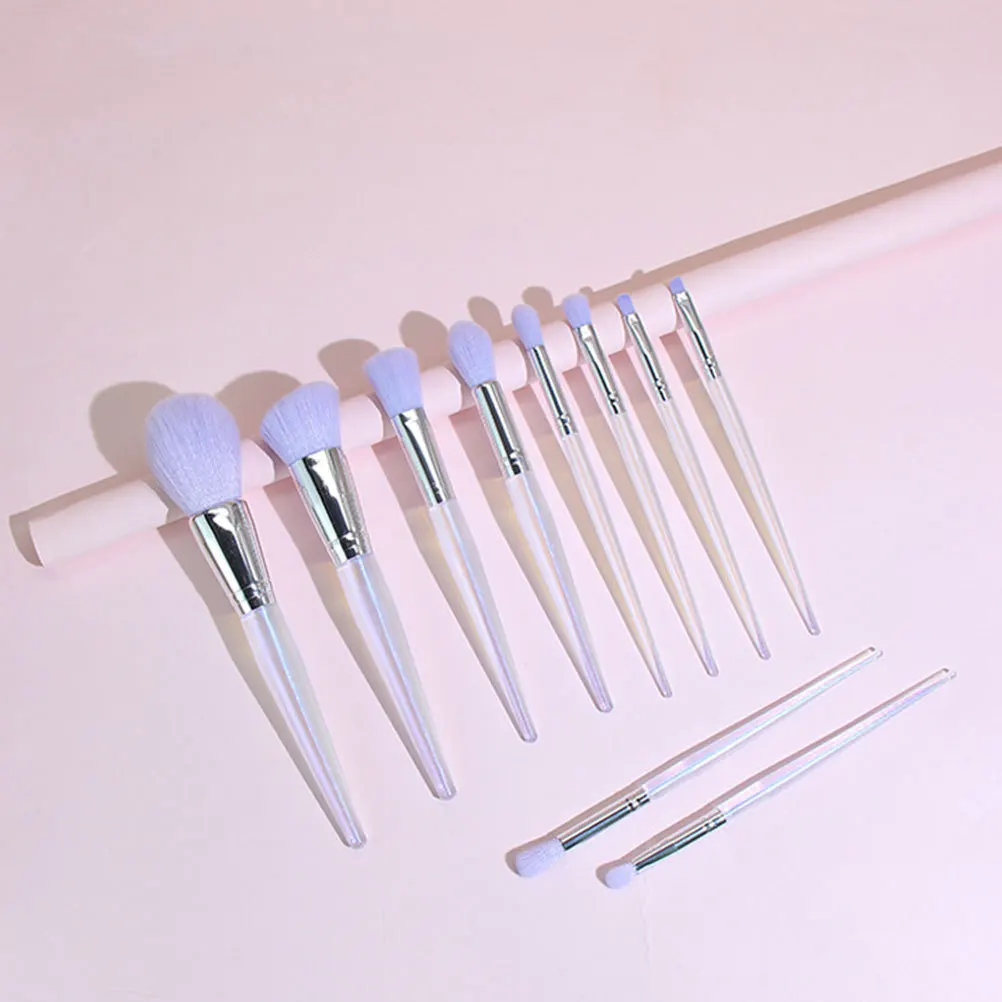 10 قطعة مجموعة فرش مكياج الجمشت المهنية المحمولة أدوات تجميل الوجه لينة الألياف الاصطناعية مقبض طويل مسحوق أحمر الخدود عينيه #1