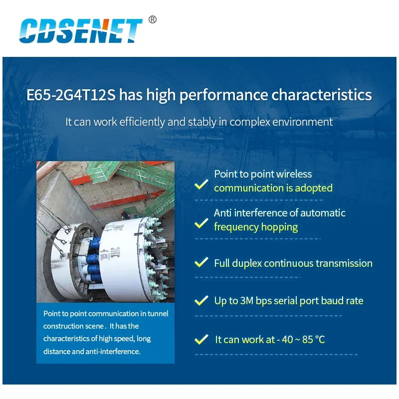 Imagem -05 - Full Duplex sem Fio Módulo Serial Transceptor Transmissão Contínua Ipex Stamp Hole Cdsenet E652g4t12s 12dbm 800m 2.4ghz