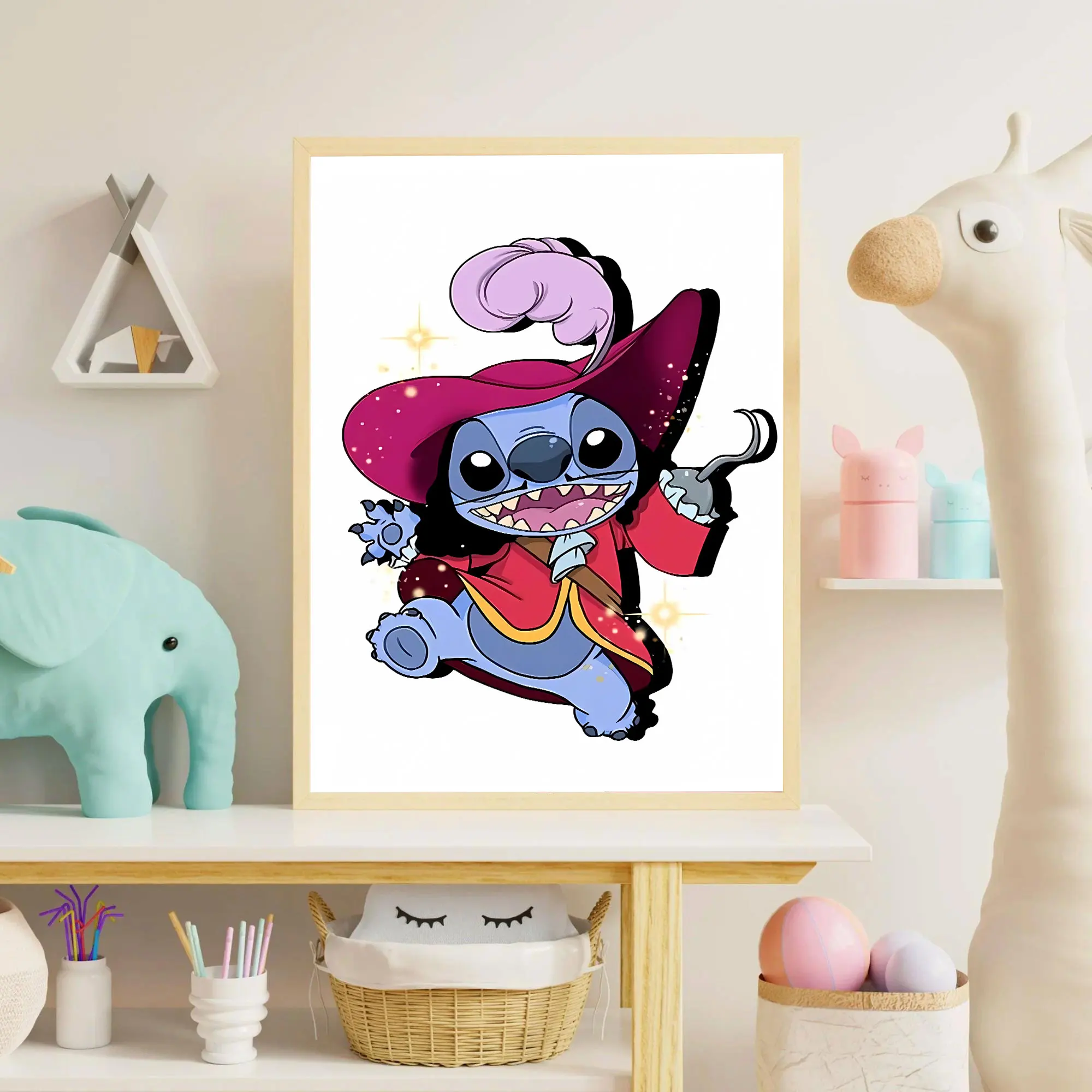 

Disney Stitch Art Poster Captain Hook Stitch Parody Illustration Villain Home Decor Kids Room Wall Decor Canvas Print Art Poster