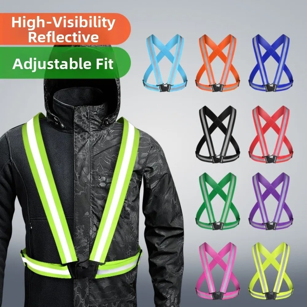 High Visibility Highlight Reflective Straps Breathable Multicolors Safety Vest Elastic Band Safety Protection Construction Work