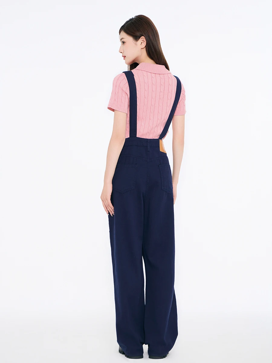 Nanyan Faionable Koreańskie Ogrodniczki z Wysokim Stanem, Proste Nogawki, Bawełniane Spodnie Damskie, Kombinezon Modny i Uniwersalny