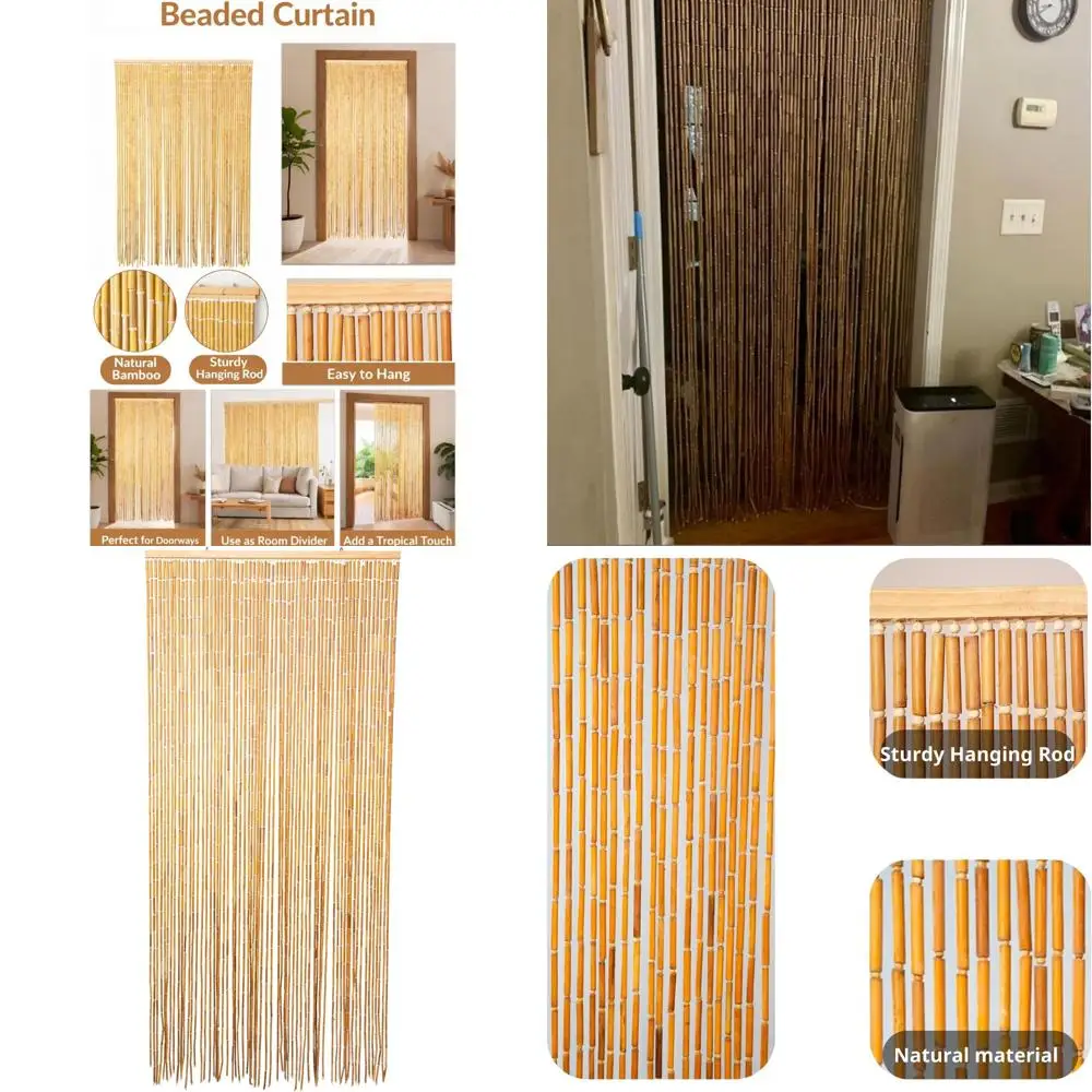 

Natural Boho Style Wooden Beaded Curtain, 35.5 x 78 for Home Entryways and Closets