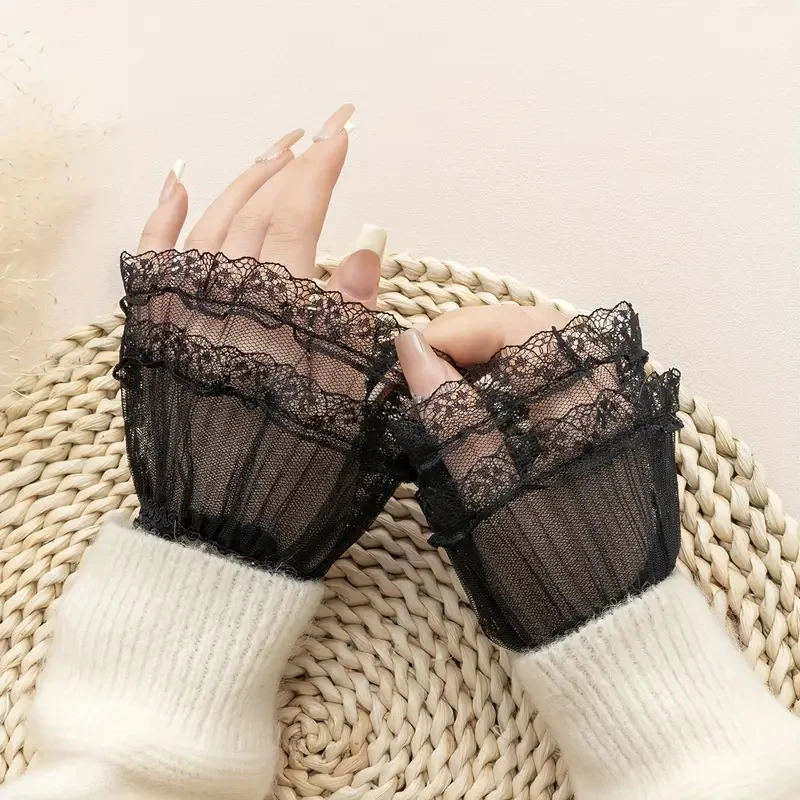 

Sweet Ruffle Sleeves Girls Layered Lace Cuffs Sweater Skirt Decorations Female Wrist Cuffs Supplies Clothing Accessory