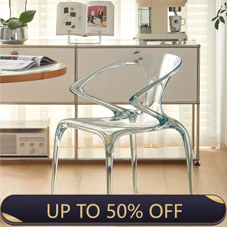 Modern Acrylic Transparent Dining Chair AVA Designer Chair Luxury Crystal Clear Backrest Seat Creative Home Vanity Accent Chair