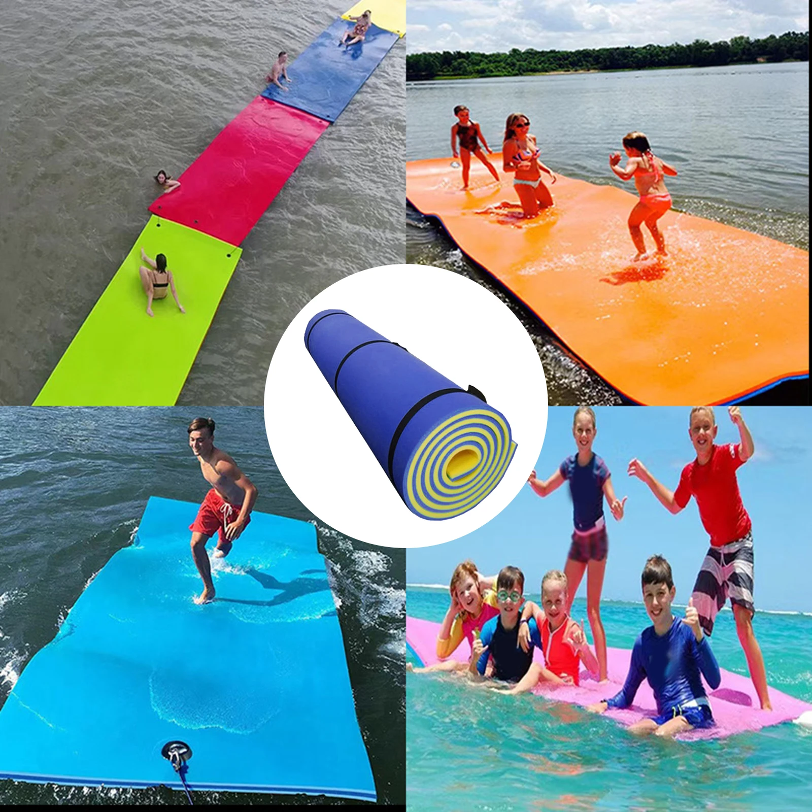 Water Float Mat Pool Floating Raft Outside Float Blanket Pool Float Rafts Lounge Mattress for River Swimming Pool Party Boating