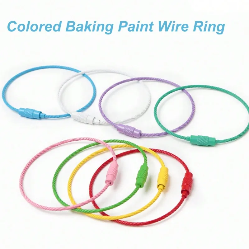 10-piece Stainless Steel Wire Travel Backpack Keychain Luggage Tag Bag Ring Wire Braided Keychain Luggage Tag Ring Tag Holder