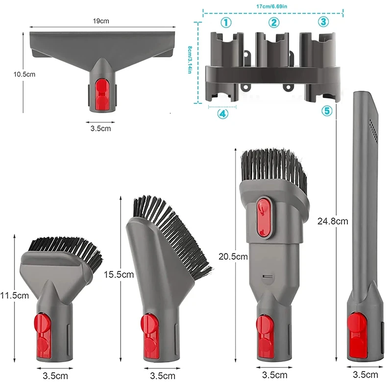 For Dyson V7 V8 V10 V11 V12V15 Replacement Nozzle Tool Vacuum Cleaner Spare Parts Including Flexible Hose Crevice Mattress Brus