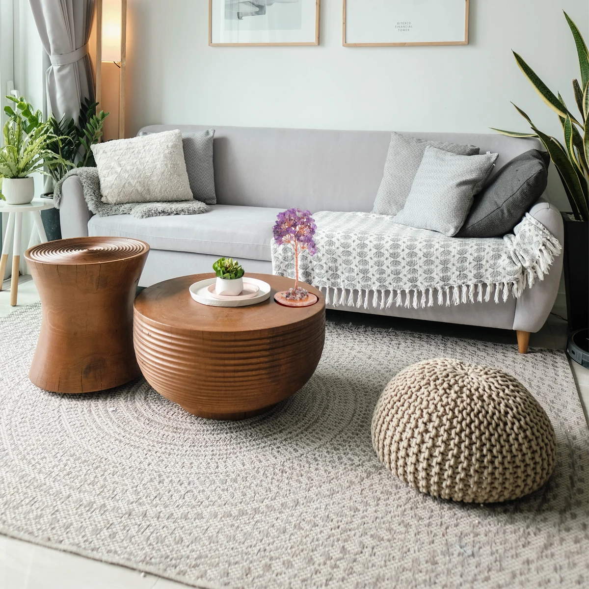 

Natural White Crystal Purple Crystal Money Tree Bonsai Style Ornament Feng Shui Wealth Prosperity Home Office Shop Decor