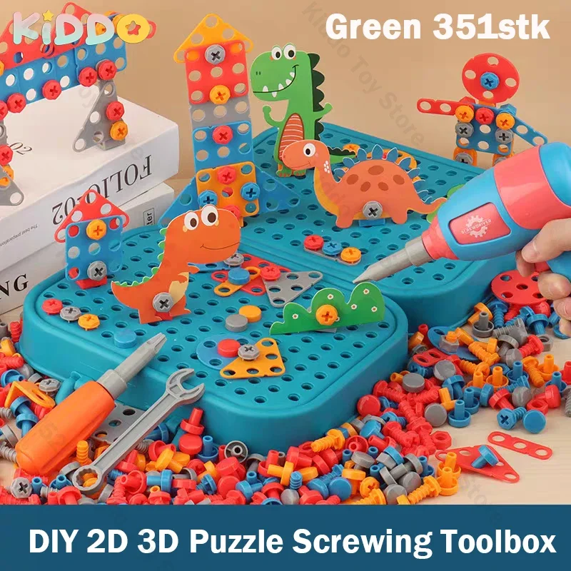 Juego de herramientas de tuerca DIY, desmontaje manual, rompecabezas 2D, caja de herramientas de atornillado, juguete educativo para edades tempranas, bloques con forma de juguete para niños