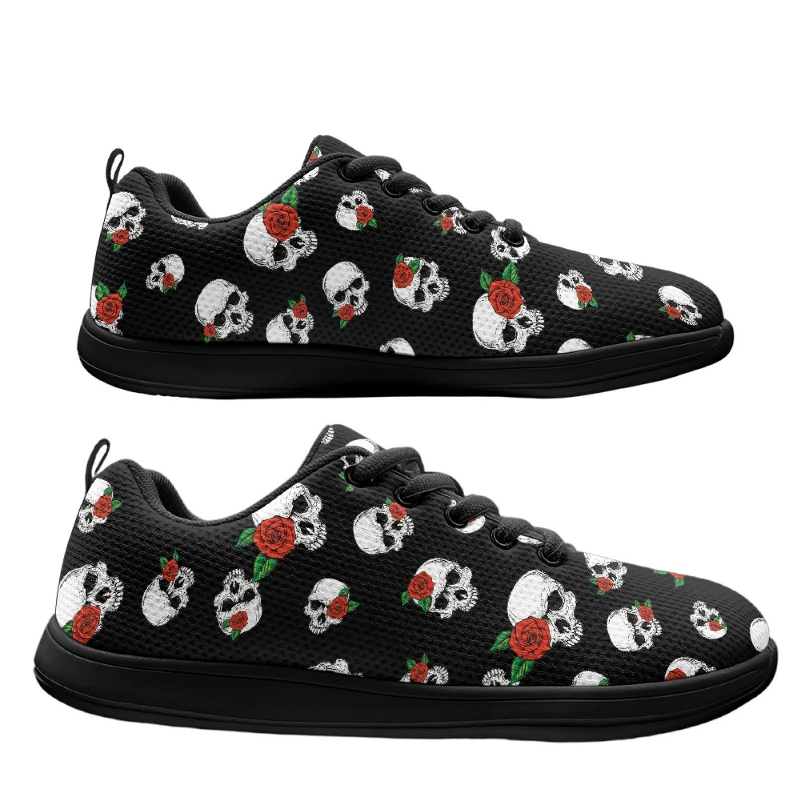 PENSTROLL Non Slip Men's Walking Shoes Breathable Sneakers for Men for Outdoor Mens Skull Rose