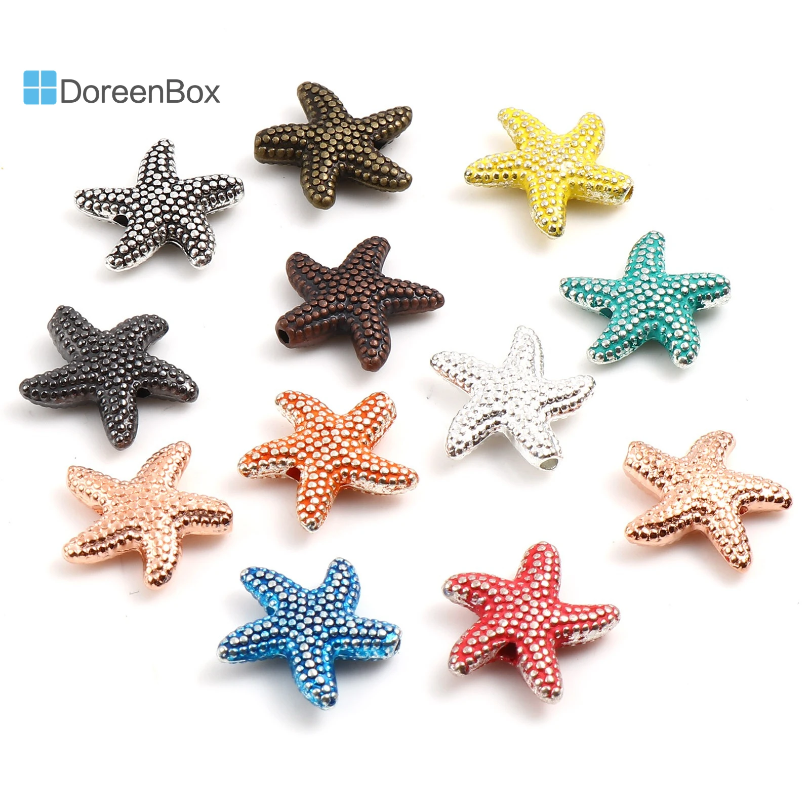 20 PCs Ocean Jewelry Spacer Beads Star Fish Multicolor Beads for DIY Summer Beach Anklet Jewelry 14mm x 13.5mm,Hole:Approx 1.3mm