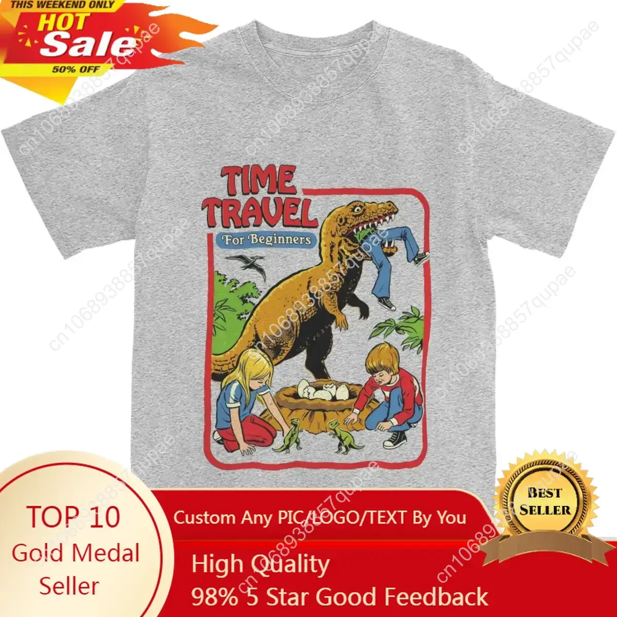 

Men Women Time Travel 80s 70s Dinosaurs T Shirts Merch Dark Humour Pure Cotton T-shirt Clothing Funny Tee Shirt Printed