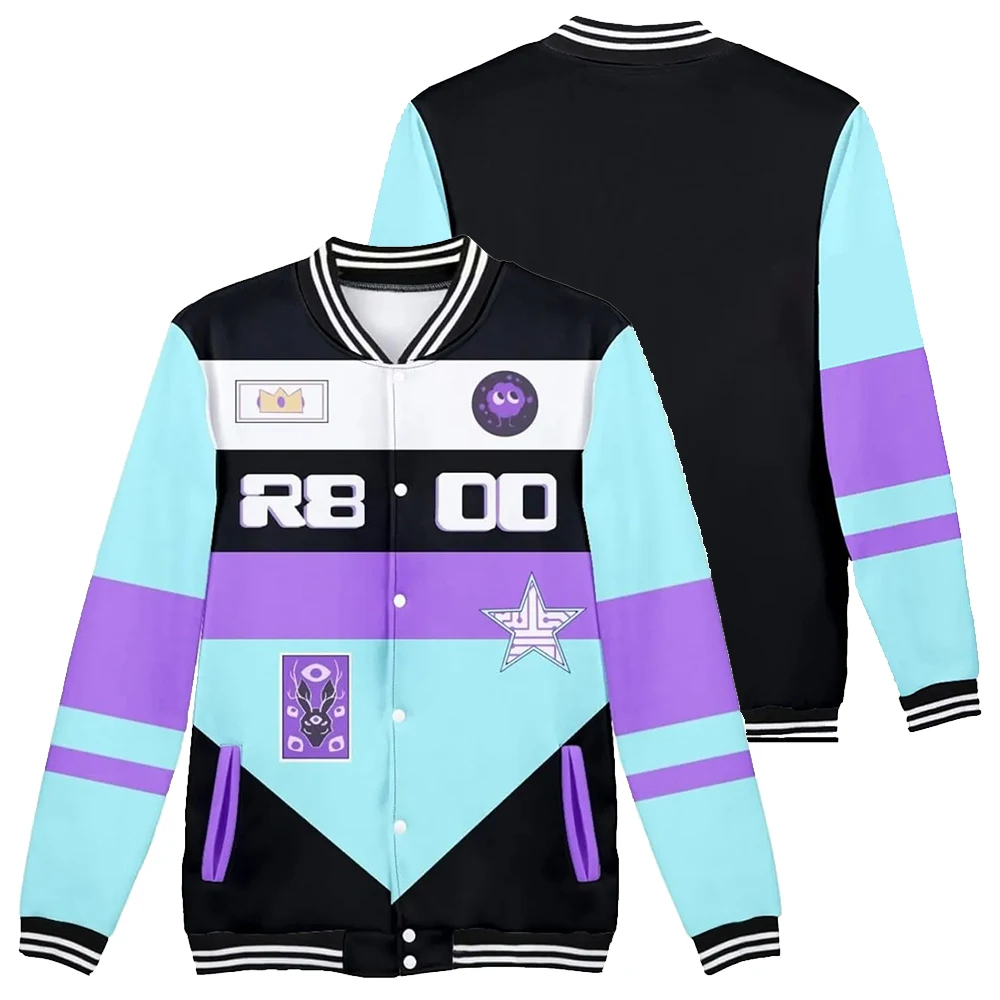 Ranboo R800 Merch Varsity Jackets Baseball Uniform Sweatshirt Dream Team SMP Long Sleeve Women Men Cosplay Clothes