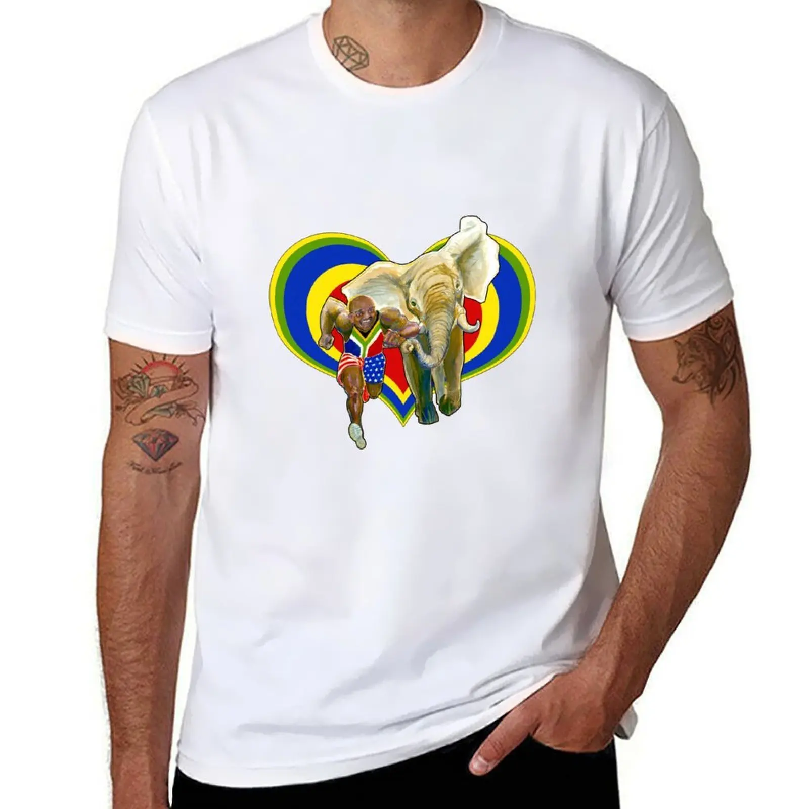 heart-elephant T-Shirt man t shirts cotton t shirts for man cotton T-Shirt