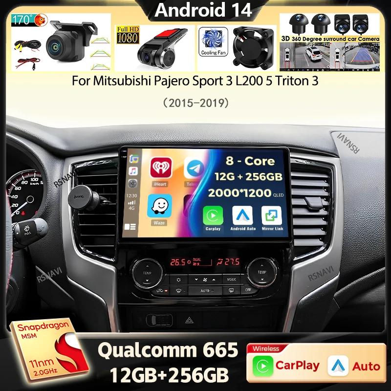 

Android14 Carplay Car Radio For Mitsubishi Pajero Sport 3 L200 5 Triton 3 2015 - 2019 Navigation GPS Multimedia Player stereo BT