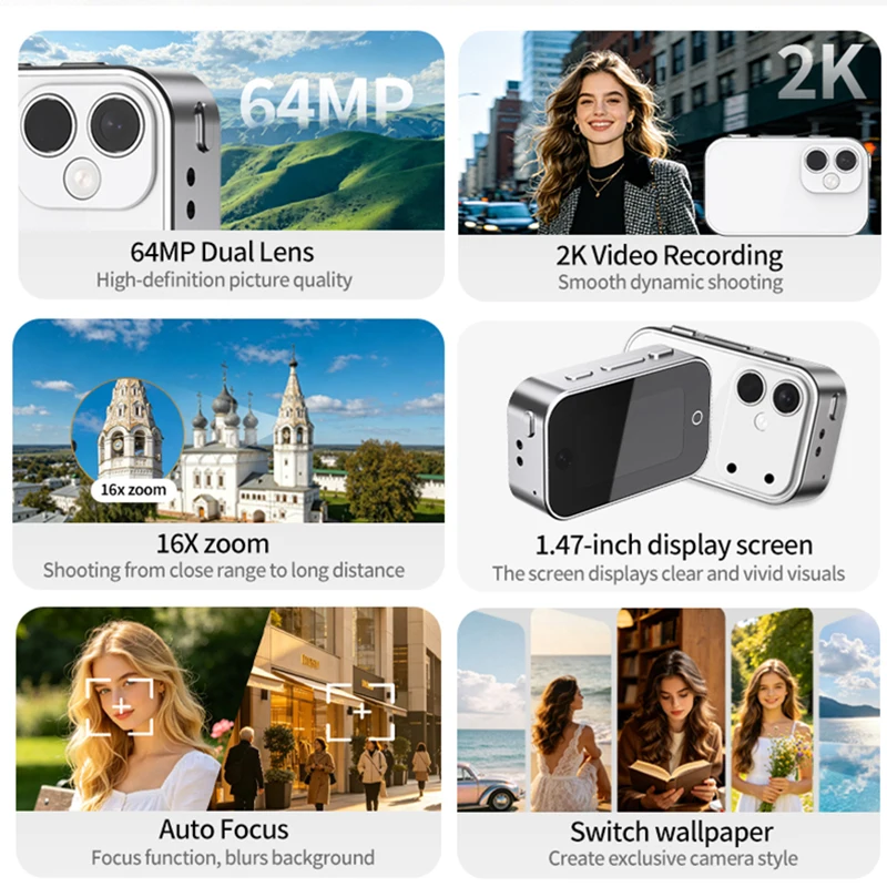 OnePus Dual-Objektiv Magnetische Daumenkamera 2.7K 1080P Pocket Sport Cam WIFI Autofokus Bodycam Tragbare Helmkamera – Detail 3
