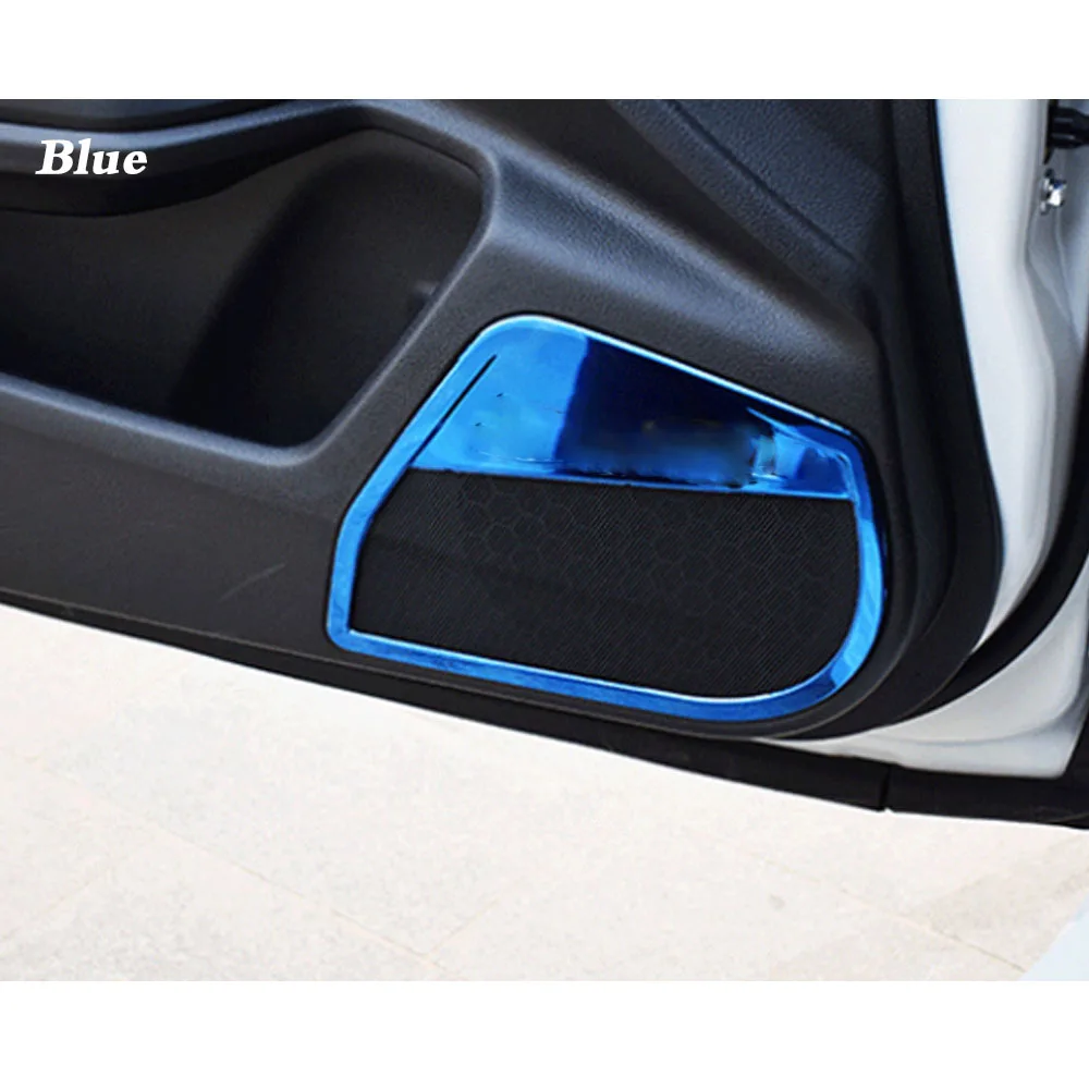 Car Door Frame Stick Steel Inside Audio Speak Sound Cover Ring Circle Trim For Honda Civic 10th 2016 2017 2018 2019 2020 2021