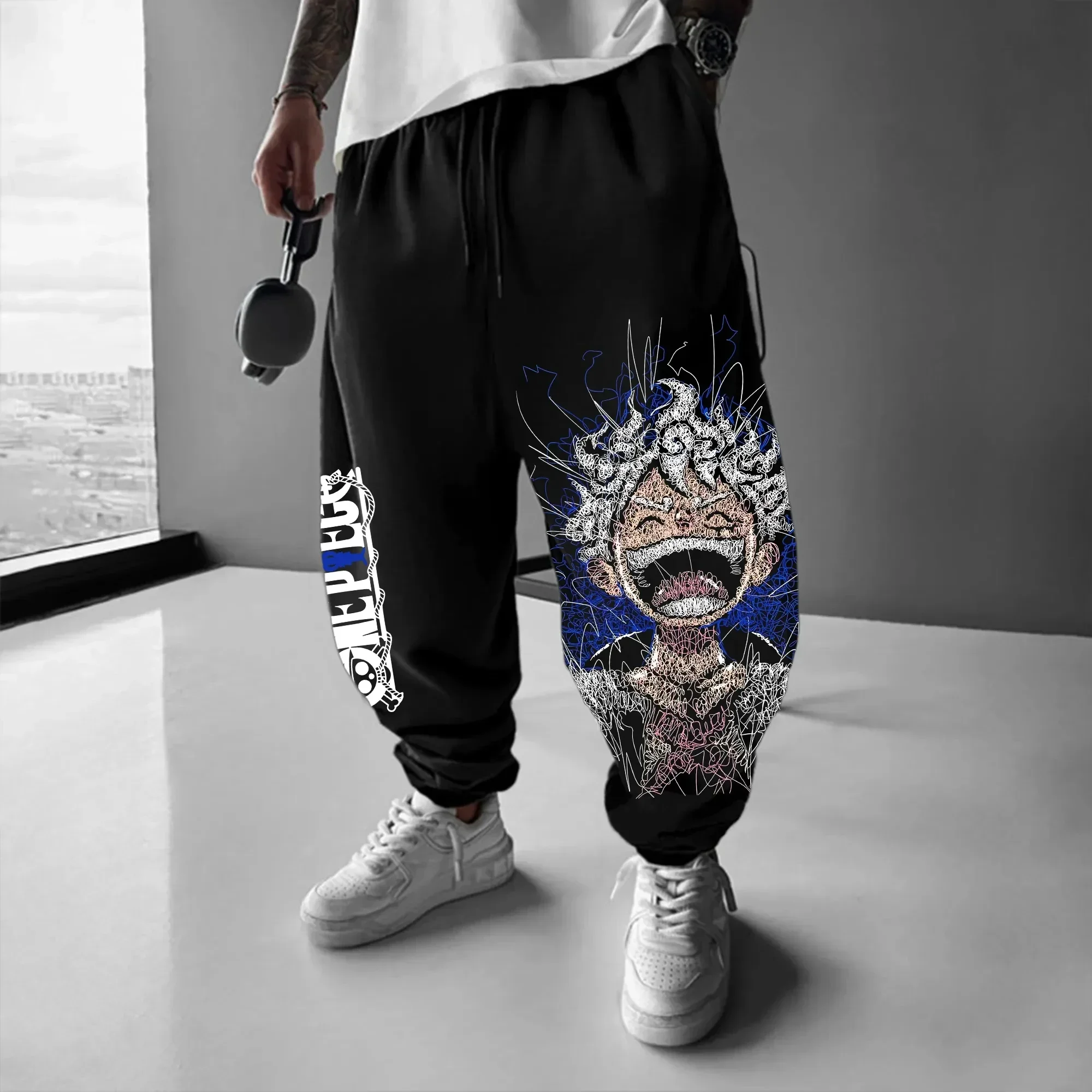 ONE PIECE Summer/Autumn New Sweatpants Men's and Women's Anime Collaboration Loose Street Hip-hop Pure Cotton Tapered Pants